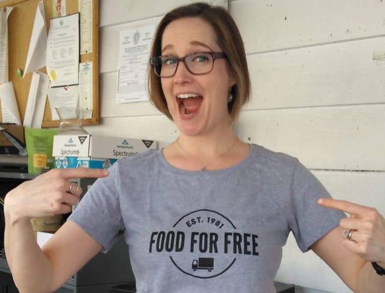 Fiona showing off her new Food For Free t shirt